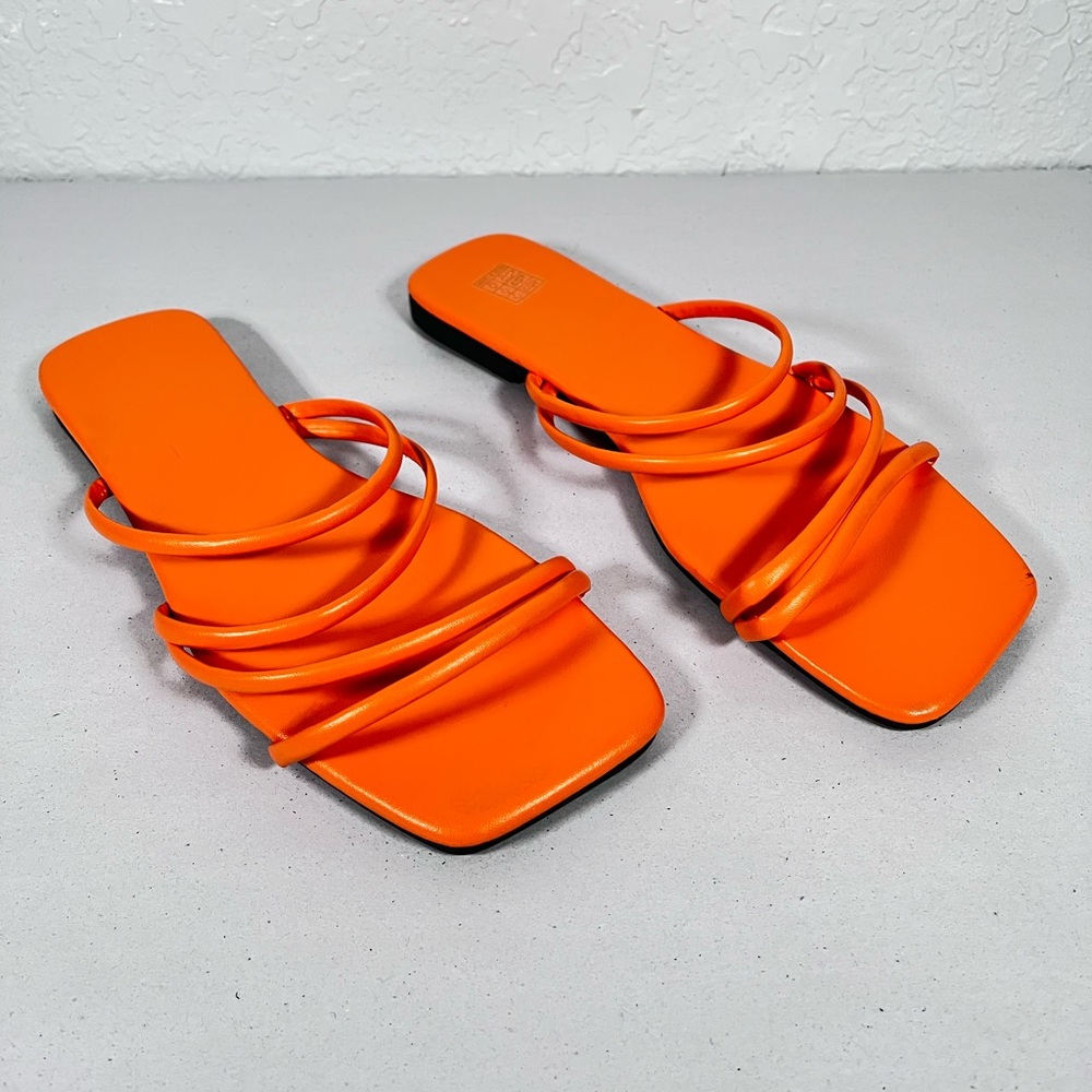 2 Pair Of Slide Sandals Denim & Orange - Picture 9 of 13